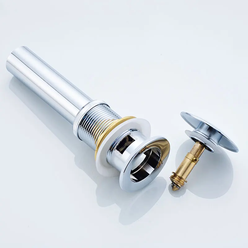 Bathroom Sink Pop Up Drain with Overflow, Sink Pop Up Drain Stopper,Brass Polished Chrome