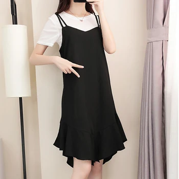 

Sexy New Womens Solid Color Sleeveless Sling Summer Casual Loose Big Swing Black Dress