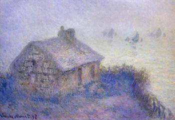 

High quality Oil painting Canvas Reproductions Customs House at Varengeville in the Fog (1897) by Claude Monet hand painted