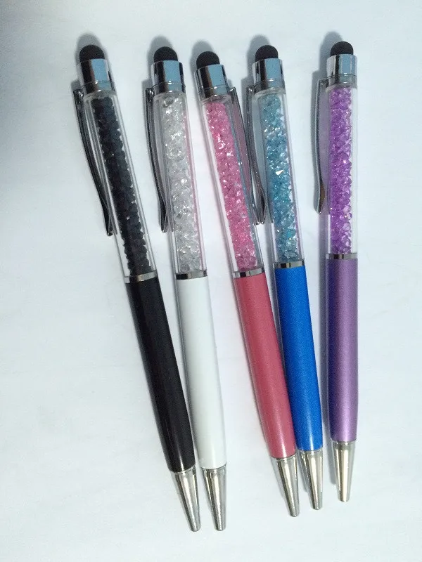5pcs/lot metal crystal pen touch pen with crystal Novelty Office stylus