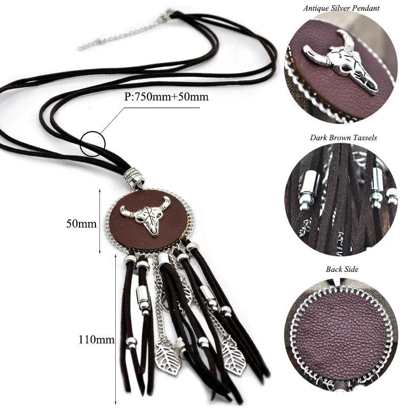 Yumfeel-New-Ethnic-Tribal-Boho-Vintage-Jewelry-Necklace-Handcraft-Tibet-Silver-Bull-Leather-Tassel-Long-Necklaces (2)