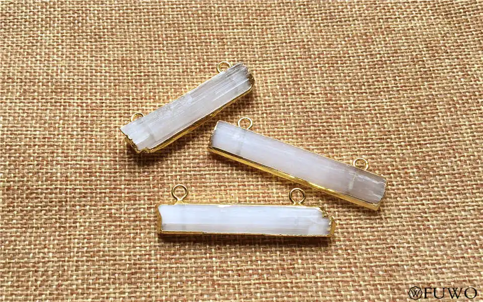 Natural Selenite Double Bails Pendants 9