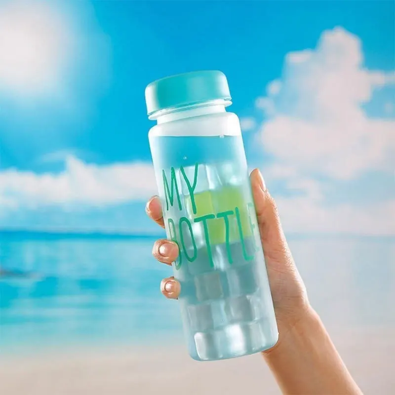 

Green Creative Student Transparent My Bottle For Water Fruit Juice Sport Portable Pink Travel Cup Glass Bottle Hydro Flask 500ML