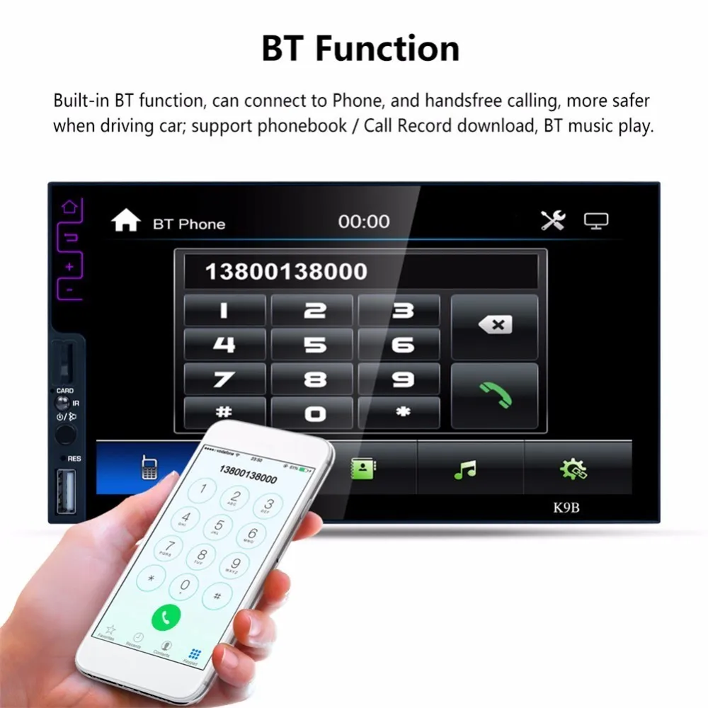 " 2 Din HD Bluetooth стерео аудио RDS AM FM радио K9B MP5 плеер с тюнером Mirrorlink рулевое колесо Пульт дистанционного управления с камерой