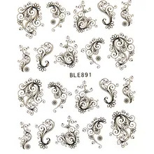 1 шт Цветок Наклейка для водяного переноса изображения на ноготь черное цветочное украшение в виде лианы Маникюр слайдер наклейки Советы тату дизайн ногтей Наклейка LABLE891