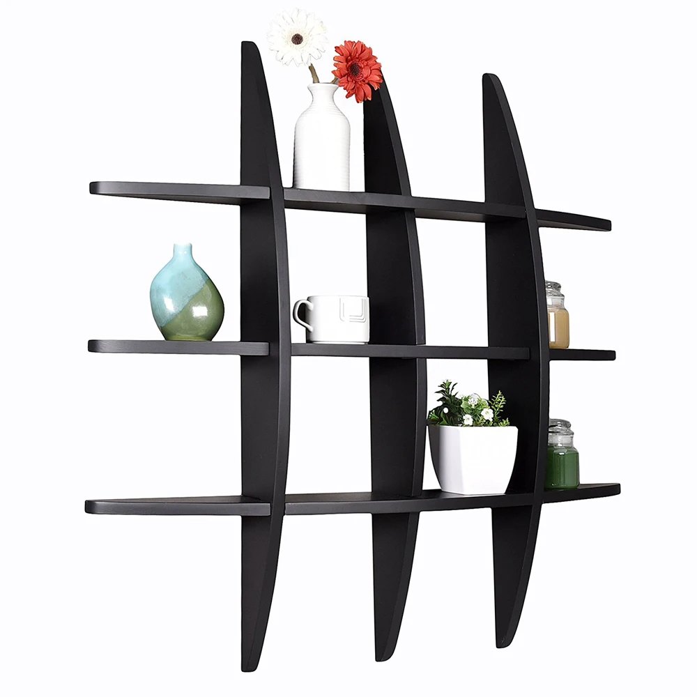 

Cross Display Wall Shelf Modern Design Wall Mounted Floating Bookshelf Frame Display Rack Ledge Storage Holders Racks Home Decor
