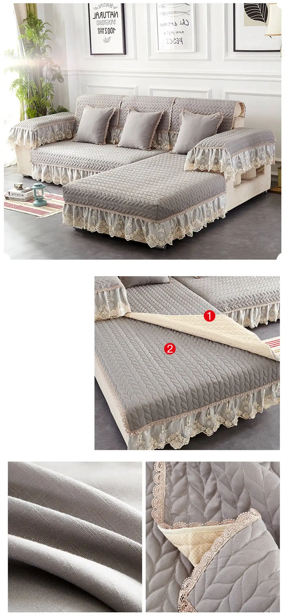 Lowdream Европейская ткань противоскользящее кружево предотвращает загрязнения чехлы для диванов стиль наволочки 4 цвета различных размеров скандинавские диванные подушки
