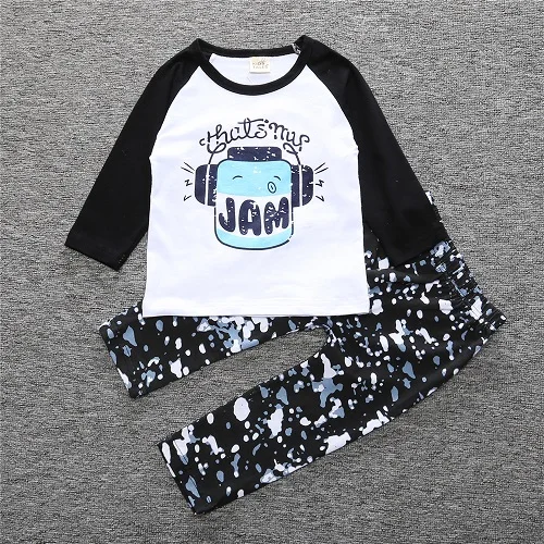 

New 2017 baby boy clothes infant clothes cotton little monsters long sleeve t-shirt + pants 2pcs suit baby girl clothing sets