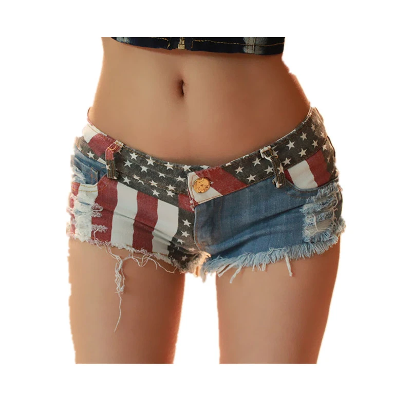 Sexy Women Shorts Europe And American US Flag Mini Shorts Jeans Hot