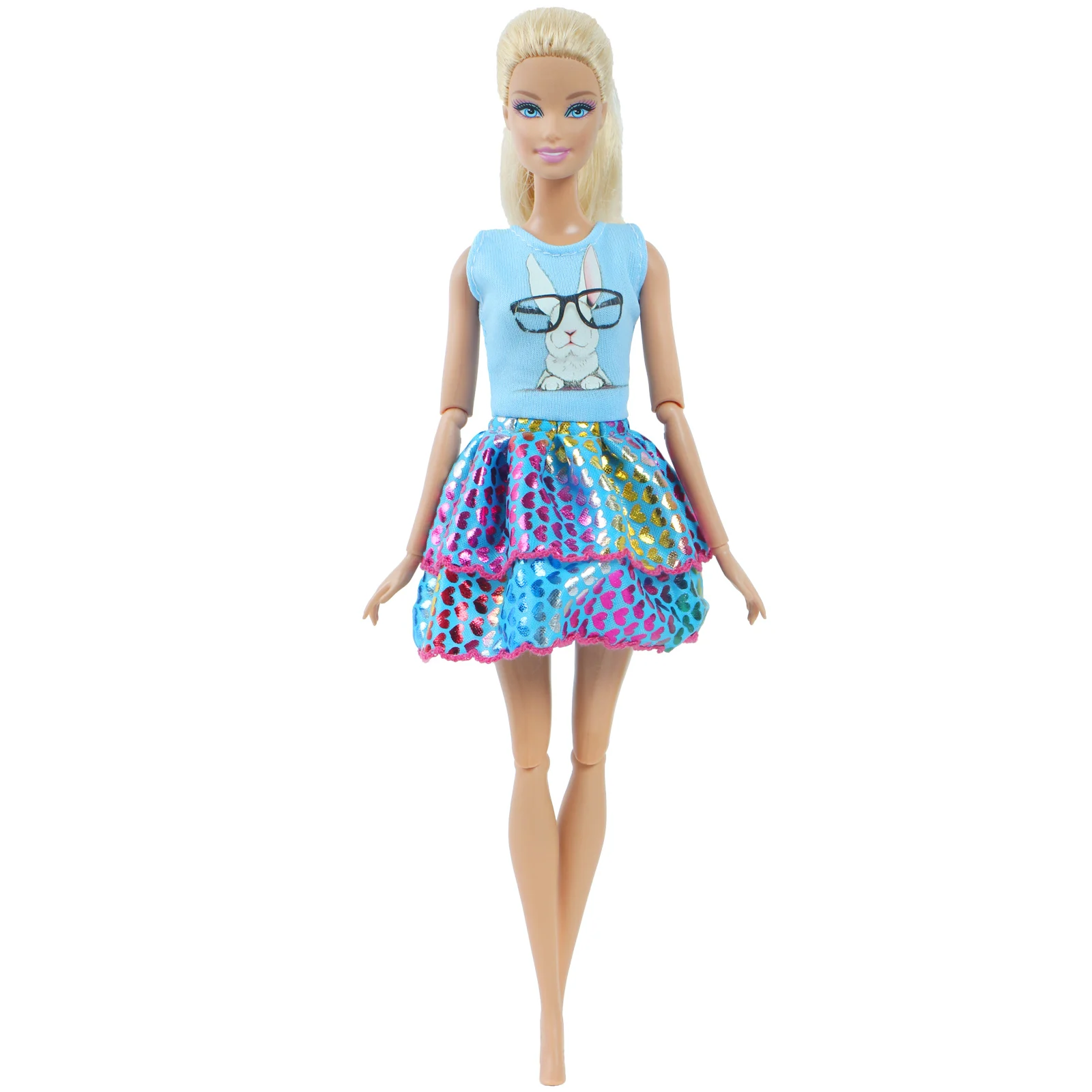 1 шт. модное разноцветное платье с рисунком кролика цветная Юбка Повседневная одежда аксессуары Одежда для куклы Барби игрушки для девочек