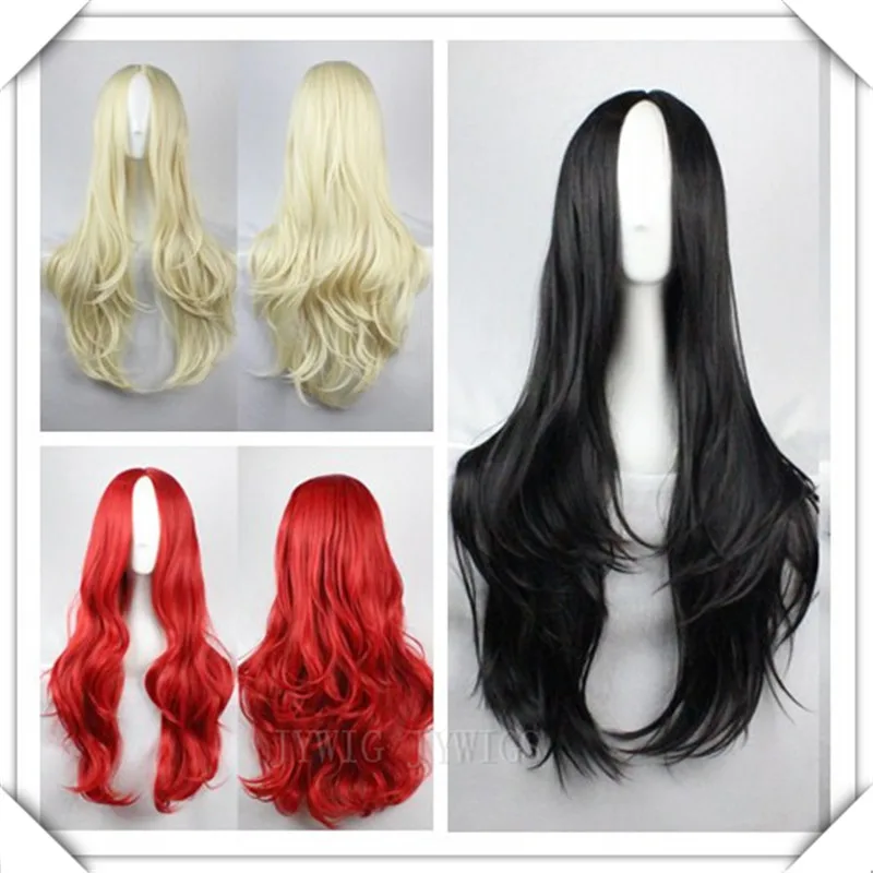 

Harajuku Cosplay Lolita U Part Wig Anime Party Long Wavy Ombre Black Red Synthetic Hair