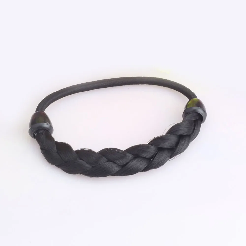 1 pc Korean Style Hairpiece Accessories Rope Hairband Synthetic Wig Elastic Hair Rope Headwear Ponytail Holder Braided Hairband - Цвет: black