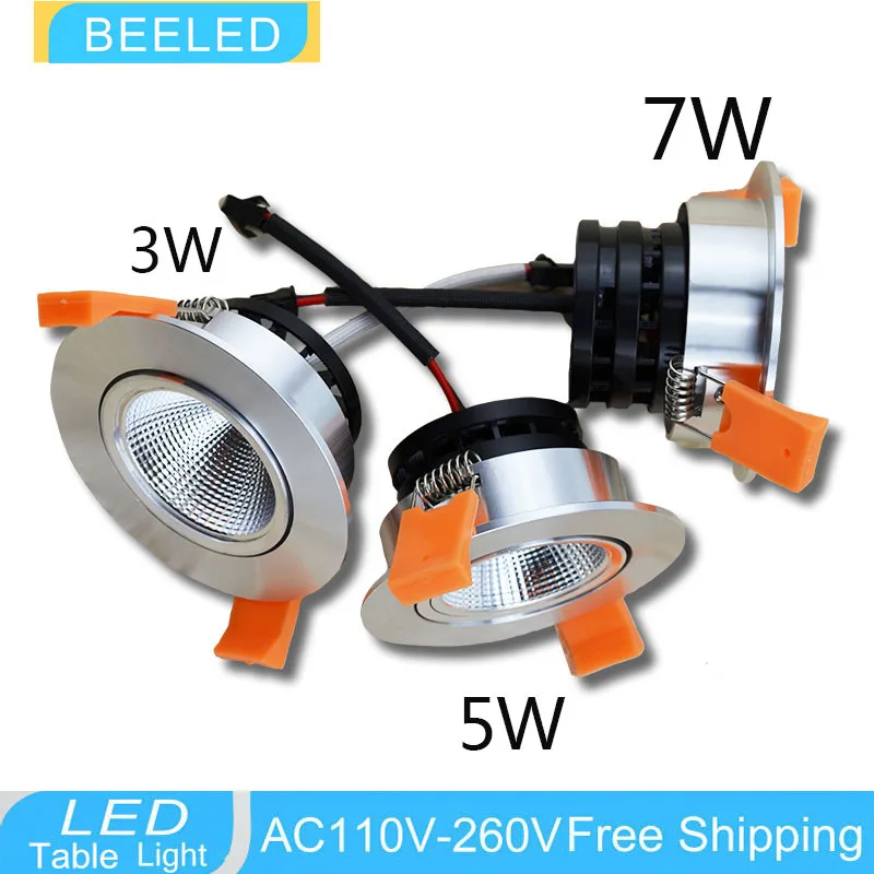 Светодиодный светильник s COB 3 Вт 5 Вт 7 Вт Встраиваемый светодиодный светильник Точечный светильник теплый белый алюминий с регулируемой яркостью 220В 220В домашний декор