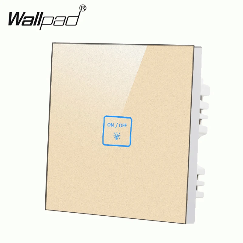 1 gang way Glass Gold touch light wall switch waterproof LED smart Panel Customize Button Touch Switch Free Shipping | Обустройство