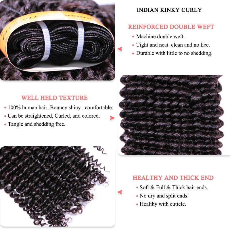 Queen Hair Extension 100% Human Hair Weave Bundles With Closure Indian 3 pcs Kinky Curly Remy Bundles With Lace Closure Queen Hair Extension 100% Human Hair Weave Bundles With Closure Indian 3 pcs Kinky Curly Remy Bundles With Lace Closure