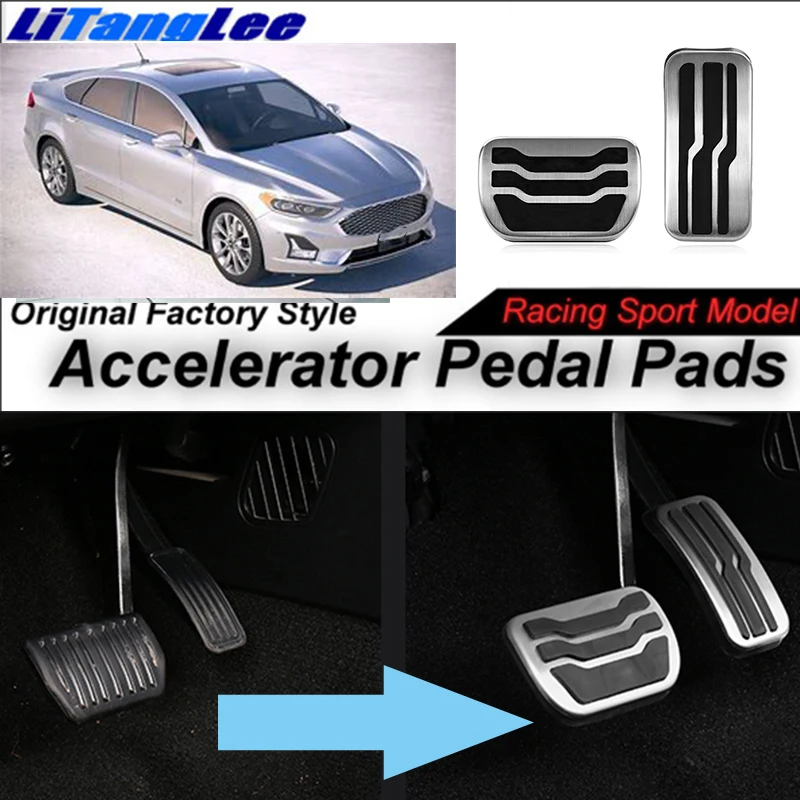 

LitangLee Car Accelerator Pedal Pad Cover Foot Throttle Pedal Cover Sport Racing Model For Ford Fusion Energi 2013~2019 AT