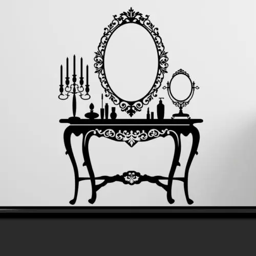 

C121 Retro Vintage Dressing Table Wall Sticker for Kids Girls Room Ladies Bedroom Furniture Art Vinyl Decal Home Decor