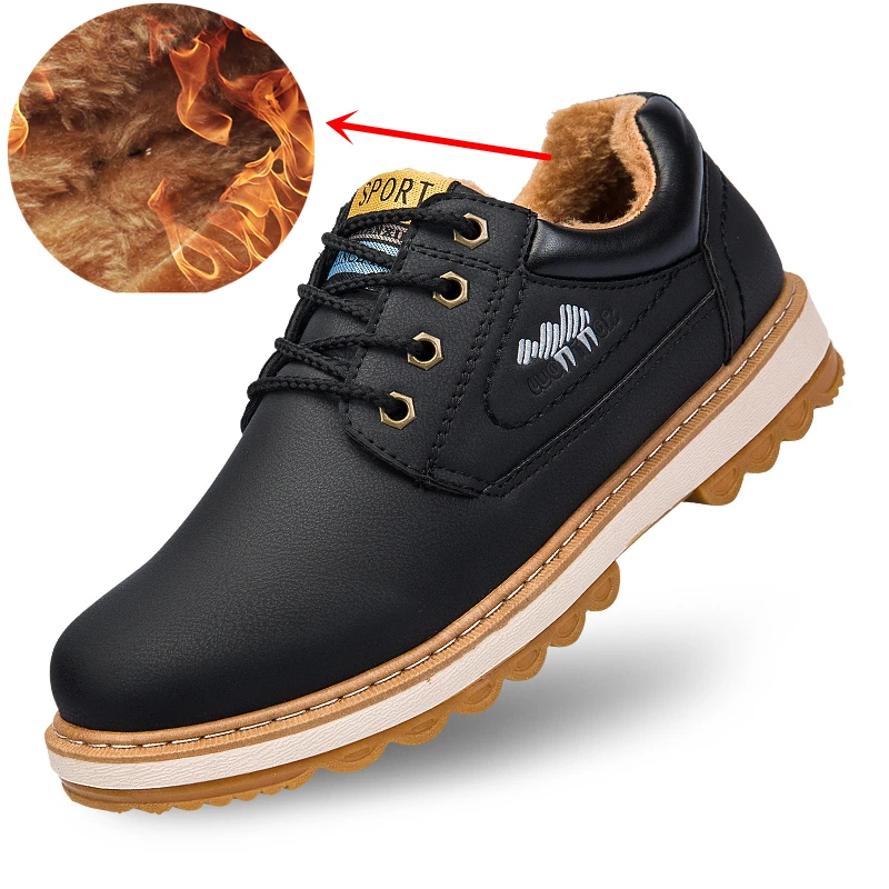 Casual Leather Shoes for Winter Plush Men Loafers Breathable Fashion Sneakers Footwear Male Quality Leather Shoes Loafers Schuhe