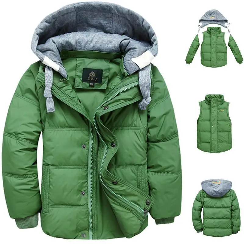 Winter Boys Down Jackets Children Coat Fashion Hooded Thick Solid Warm