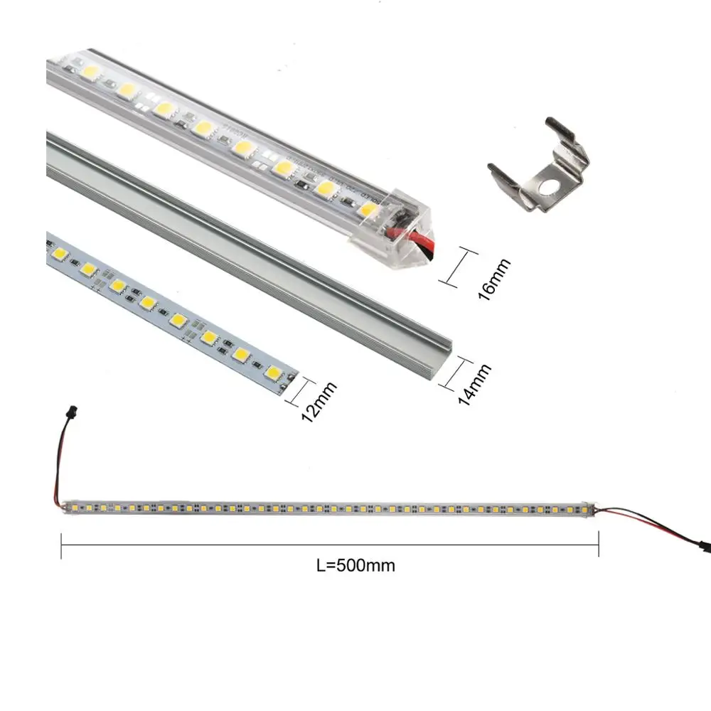 6 шт. 50 см DC 12 В SMD 5050 36 светодиодов u образная жесткая полоска из алюминия с молочно