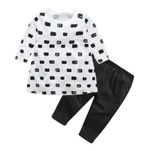 Fashion Cute Kids T shirt pants baby Clothes Sets Autumn Skirt Baby Girls Outfit Dress Leggings