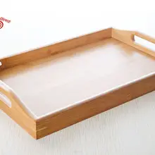 1x38*25 см/15*10 дюймов плоский чайный поднос кунг-фу с ручкой твердая тарелка бамбуковый поднос для подачи чая стол