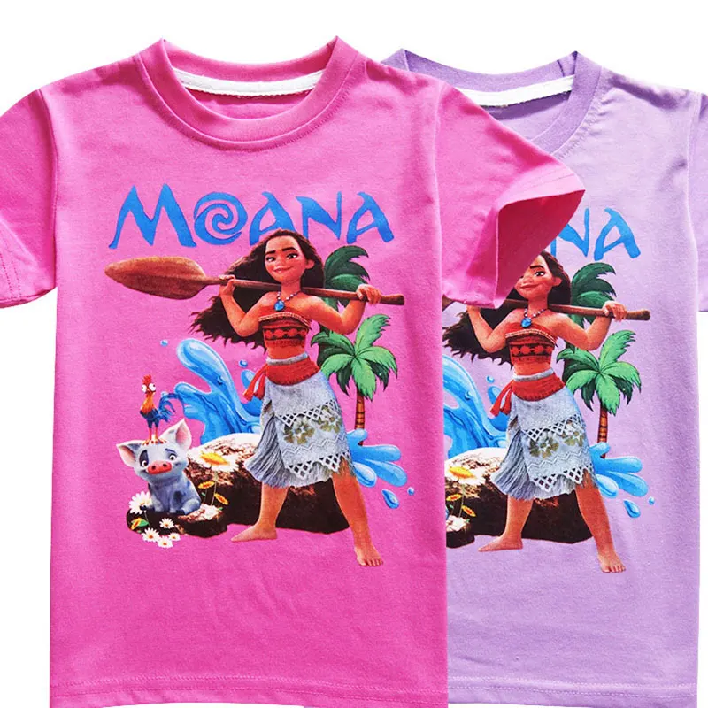 Disney princess Girl shirts T-shirt Moana Ocean Romance Children kids short sleeve T-shirt summer HTB1uAOCxY1YBuNjSszeq6yblFXaO - Disney princess Girl shirts T-shirt Moana Ocean Romance Children kids short sleeve T-shirt summer
