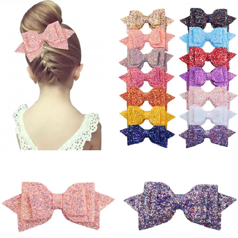 

Girl big bow hairpin flash hairpin fashion headdress girl style accessories flash hairpin shiny sequin hairpin