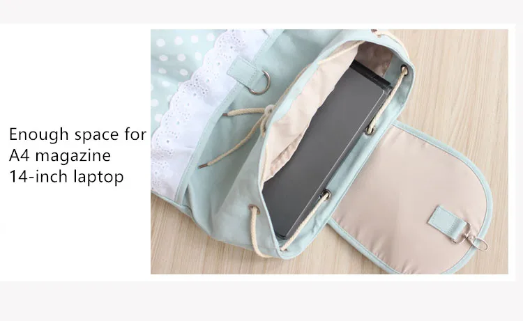 Mochilas de Viagem Adomoe Japão Estilo Kawaii Laço Arco Mochila Adolescentes Lona Ocasional Bolsa Escolar Coreano Mori Menina Estudantes Frescos Dot 12 High Quality Bolsas e Malas