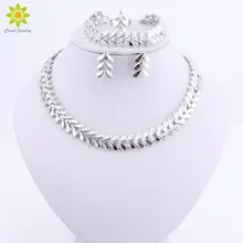 Европейские роскошные свадебные серебряные Ювелирные наборы листья ожерелье браслет серьги итальянские модные женские аксессуары для выпускного вечера