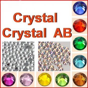

Top Quality !SS 4 6 8 10 12 16 20 30 34 40 Clear Crystal and Crystal AB Color DMC Hot Fix Rhinestone iron on Stones for Women