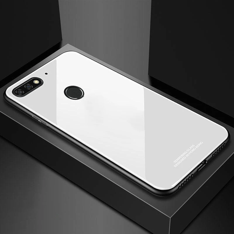 Роскошные закаленное Стекло Крышка для huawei Y5 Y6 Y7 Prime Y9 Коврики 20 10 Lite Honor фотоаппаратов моментальной печати 7S 7C 7A Pro 8A 8X 10i 9X9 10 Lite P20 чехол - Цвет: White