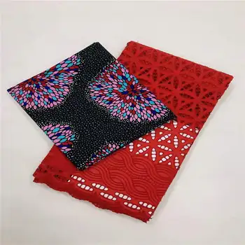 

Fashion African Wax Print Fabric 3+ 2.5 Yards Cotton Fabric With Net Mesh Fabric For Women Wedding Party Dress! MONF769