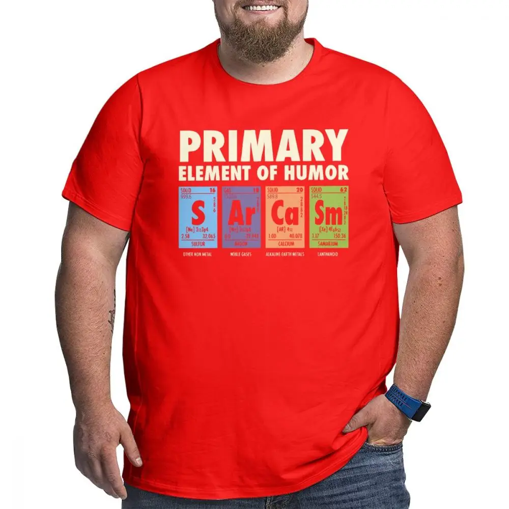 Мужская футболка, переодическая Таблица юморов, хлопок, забавный научный сарказм, первичный Ele, Мужская футболка с химией, футболка большого роста размера плюс - Цвет: Красный