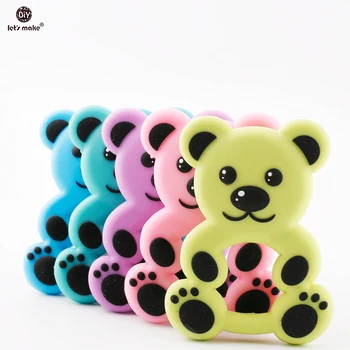 

Let's Make BPA Free lovely Cartoon Bears Food Grade Silicone Teether 5pcs Montessori Baby Toys Teething Pendants Baby Teethers
