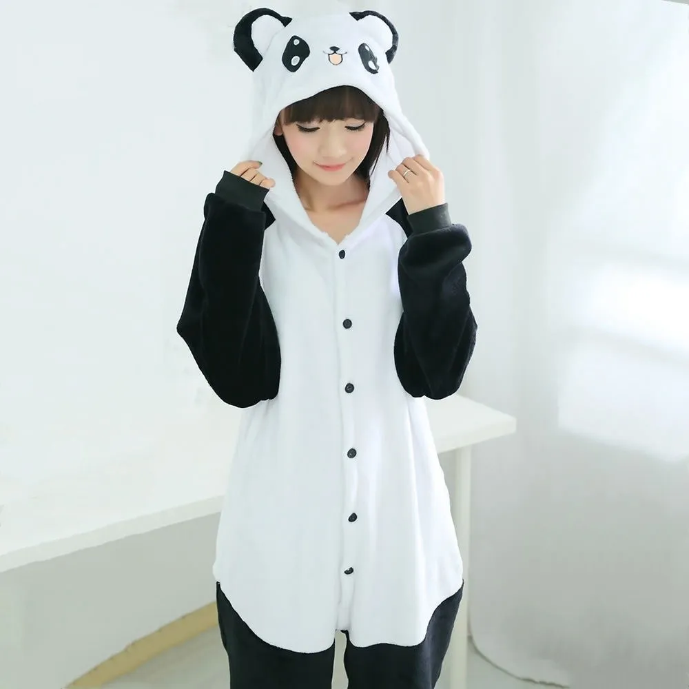 

VANLED Winter Unisex Adult Panda Pajamas Sets Long Sleeve Hooded Cotton Women Pajama Soft Warm Flannel Pijamas For Men Couples