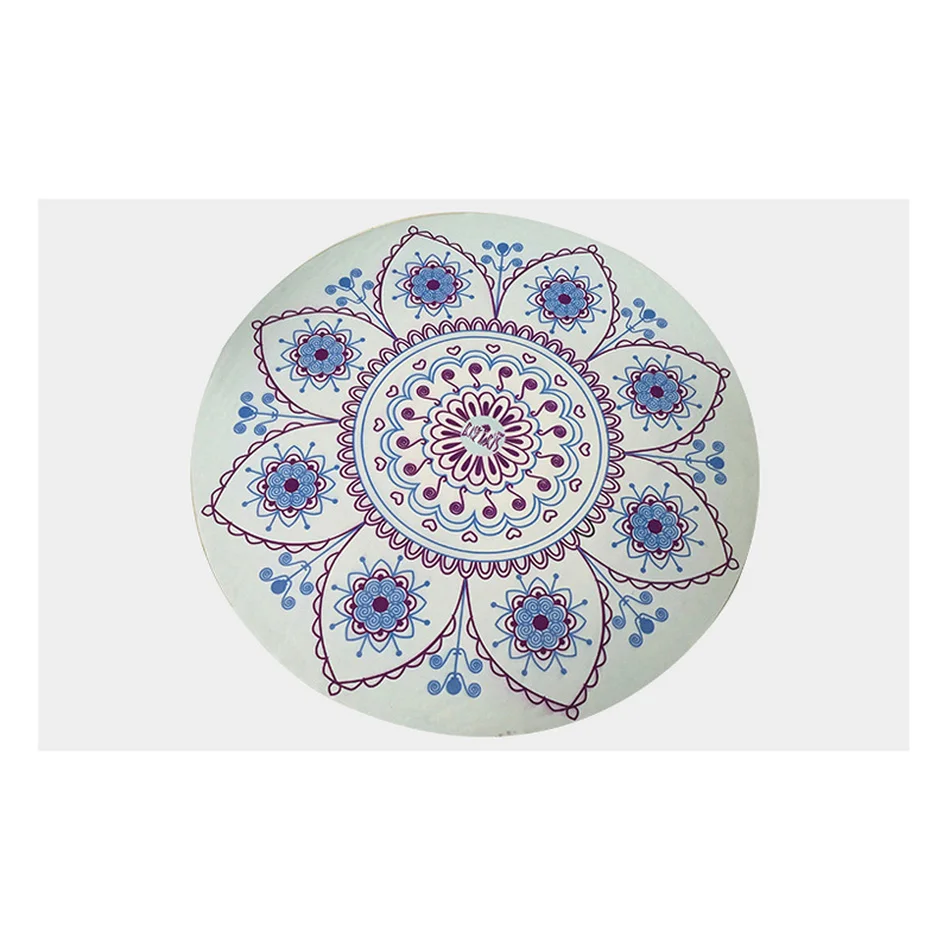 

Round Meditation Pad Yoga Mat Cushion Yoga Printing Deer Velvet Circular Natural Rubber Exercise Mat