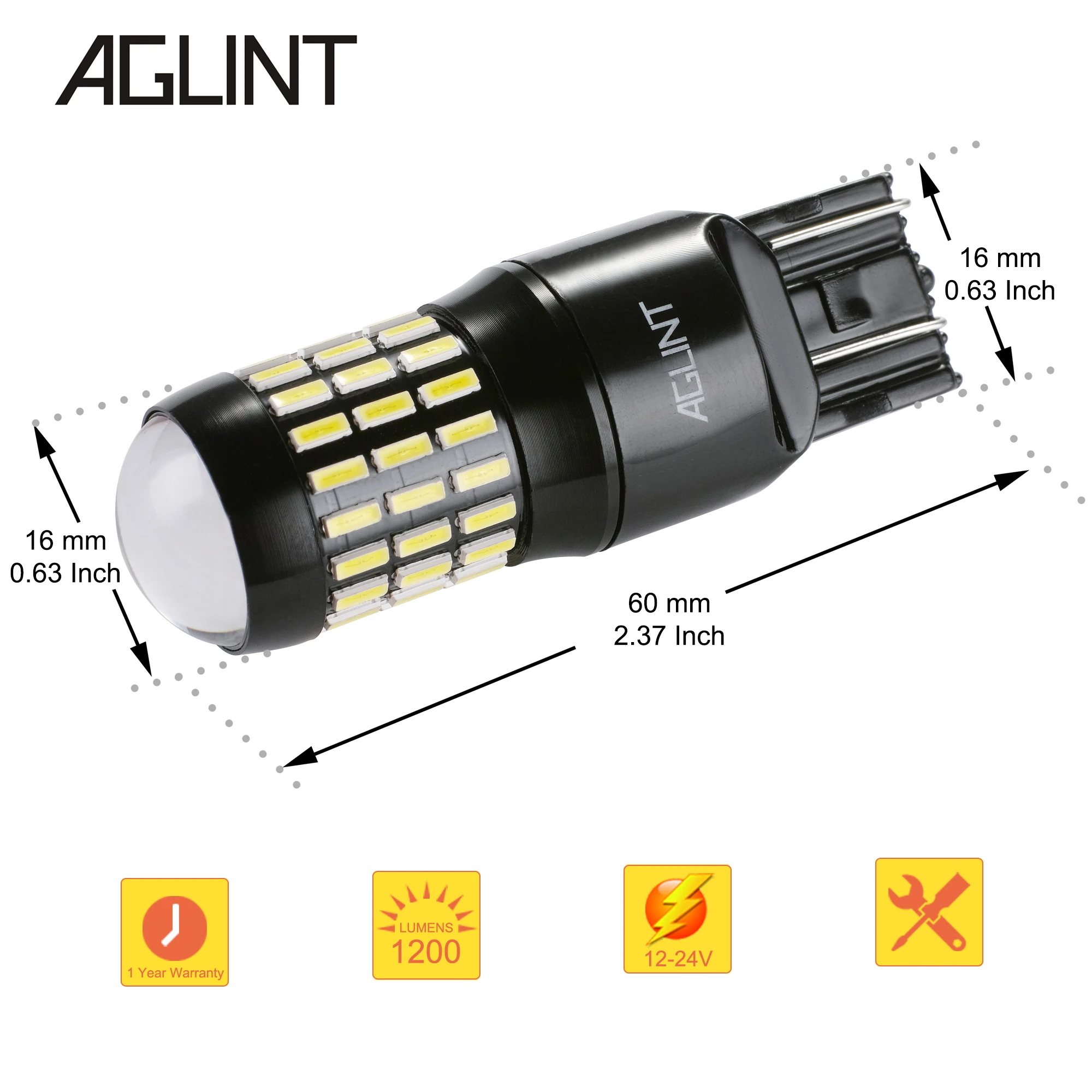 AGLINT 2 шт. T20 7443 W21W 7440 светодиодный автомобильный светильник для авто, сигнальный светильник, стоп-сигнал, задний фонарь, задний фонарь, белый, 12-24 В