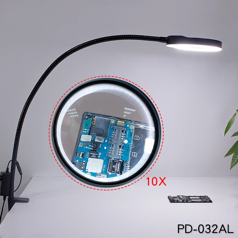 3x 5x 8x 10x Desk Clip On Magnifying Glass Lamp Lighted