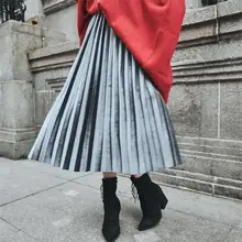 Женская одежда Новое поступление Женская Весенняя Осенняя Золотая Бархатная плиссированная юбка Женская длинная бархатная юбка 9 цветов