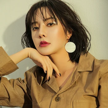 

New Simple Round Natural Shell Drop Earrings For Women Trendy Fashion Jewelry Shopping Street Korean Earrings Dangle Earrring