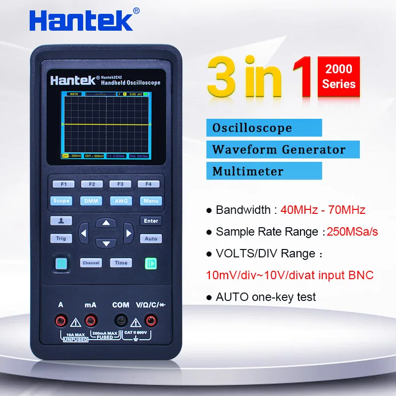 Ручной цифровой осциллограф мультиметр+ Генератор сигналов 3 в 1 Автомобильный Осциллограф 2 канала Hantek2D72/2D42/2C72/2C42