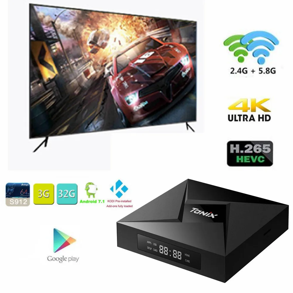 

Tanix TX9 Pro TV Box Android 7.1 OS RAM 3G 32G ROM Amlogic S912 Octa-Core Bluetooth 4.1 1000M LAN Pk M8S Pro KII Pro Set Top Box
