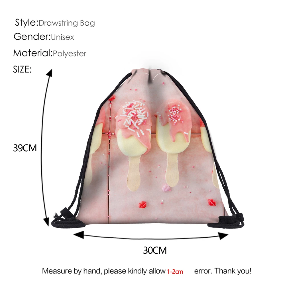 Deanfun 3D мешок с кулиской с принтом мороженое узор свежий стиль для обувь девочек школы дропшиппинг 60113