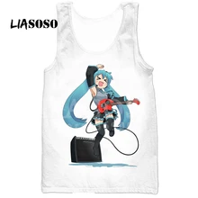 LIASOSO Летняя Повседневная модная мужская майка с 3D принтом, жилет с аниме вокалоидом Хацунэ Мику без рукавов в стиле хип-хоп, топ на бретелях X1084
