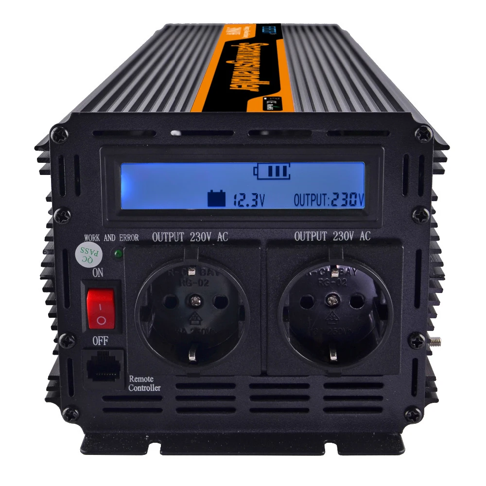 

power inverter modified sine wave 3000W AC 220V 230V 240V DC 12V, LCD display and remote controller