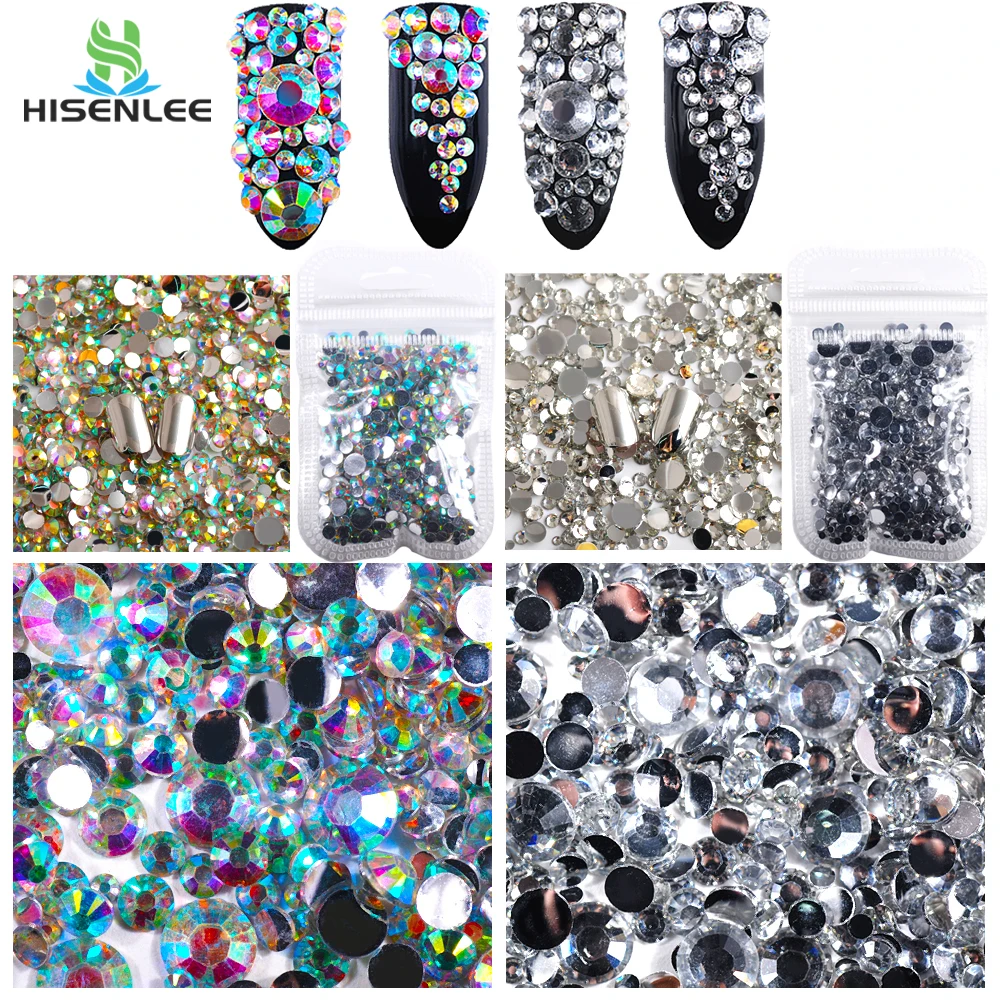 

1000pcs Mix 2mm 3mm 4mm 5mm 6mm Clear AB Round Resin Stones Rhinestones For Manicure DIY Nail Art Gems Jewelry Decorations