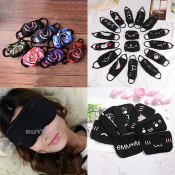 

Black Cartoon Masks Black Cotton Half Face Mask Funny Teeth Letter Mouth Cycling Anti-Dust Cotton Facial Protective Cover Masks