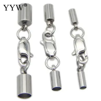 

5pc/Bag Stainless Steel Lobster Claw Clasps Caps Extended Chain Jump Rings Jewelry Connector Fit 1.5/2/2.5/3/4 mm Leather Cord