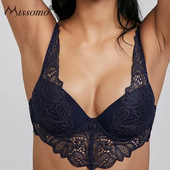 

Missomo New Products Sexy Crocheted Lace with Chest Pad and Steel Ring Adjustable Shoulder Strap Hook Closure Comfort Bra